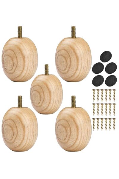 Decoroys Asel Wooden Ball Feet 5 Pieces