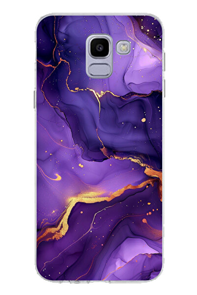 TechTree حافظة سيليكون متوافقة مع هاتف سامسونج جالاكسي J6 من الرخام الأرجواني...