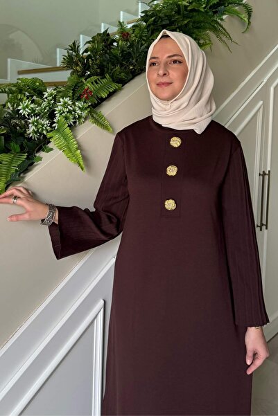 Rabia Şamlı Banu Brooch Knitwear Dress Brown