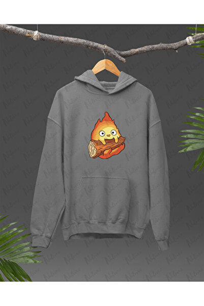 Nulivez Anime Studio Ghibli Calcifer Character Printed , High Quality Unisex Oversized Hoodie