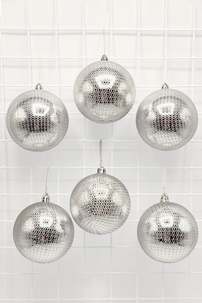 Waldern Χριστουγεννιάτικο στολίδι για χριστουγεννιάτικο δέντρο Ασημί 8 εκ. Φιγούρα Γυαλιστερή Σετ 6 Μπάλες Cici