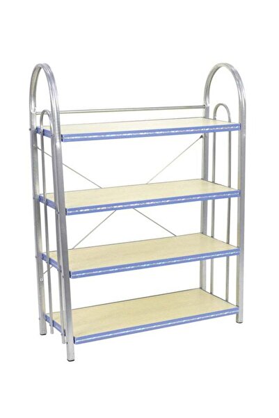 Generic LAWAZIM 4-Shelf Shoe Storage Rack Organizer Silver/White/Blue 50x20x75centimeter