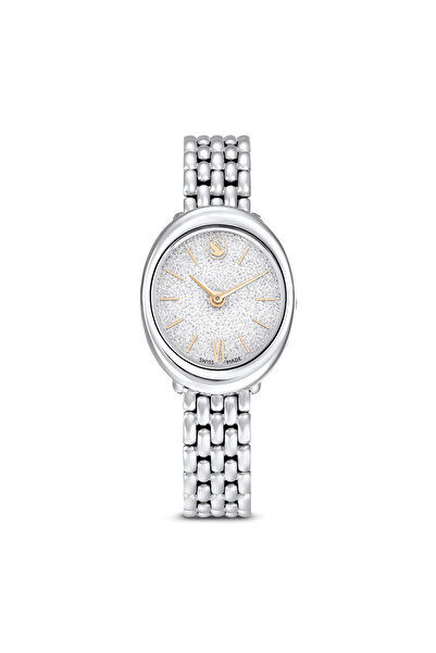 Swarovski Imber oval Saat, İsviçre Üretimi, Metal bileklik, Gümüş Rengi, Paslanmaz çelik