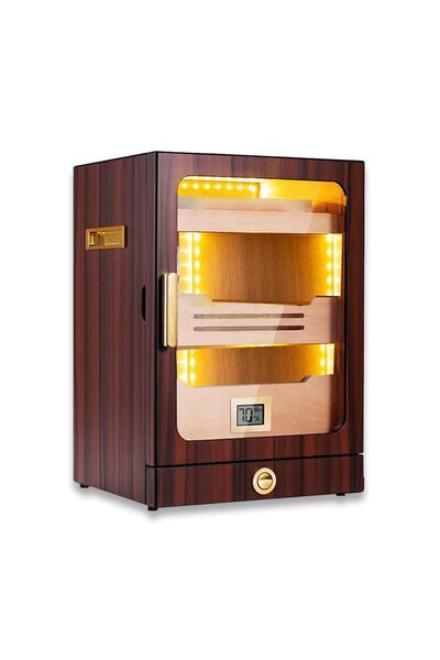 CIGARLOONG Camlı Işıklı Puro Kutusu Humidor Ceviz 200's