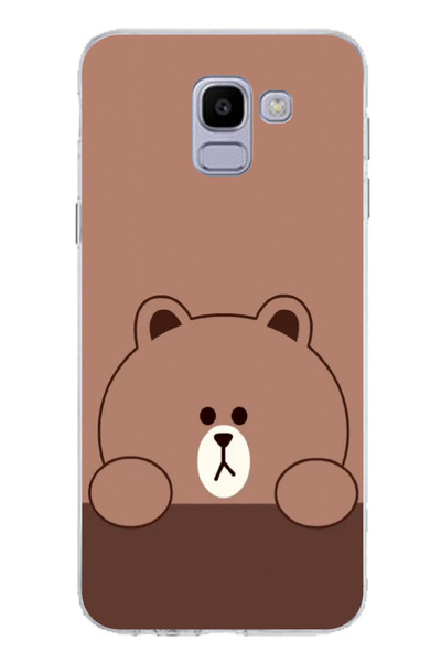 TechTree حافظة سيليكون مطبوع متوافقة مع هاتف سامسونج جالاكسي J6 بتصميم الدب ا...