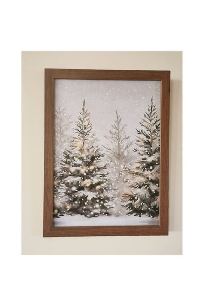 OEM Pictură de Crăciun, Cadouri, Copaci, Zăpadă, Iarnă 45 x 35 cm - Stejar în...