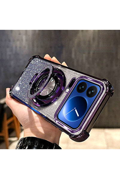 Generic Magnetic Glitter Case for Xiaomi 17 Pro，Sparkly Kickstand，Luxury Gradient Shockproof Back Cover