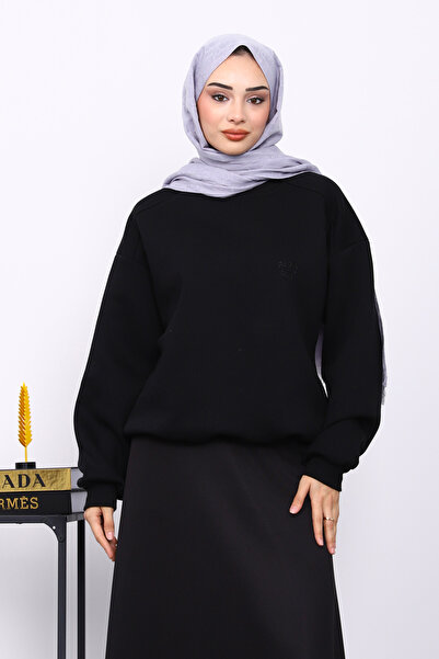 İmajButik Black Crew Neck Shadon Three-Thread Sweat