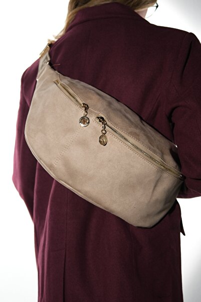 LuviShoes Venta Beige Suede Women's Large Waist Bag