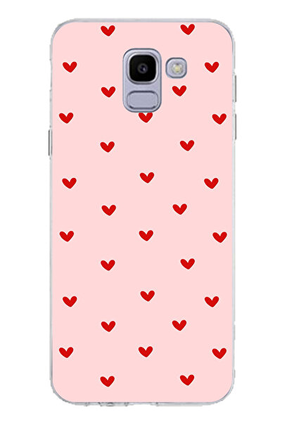 TechTree حافظة سيليكون متوافقة مع هاتف سامسونج جالاكسي J6 باللون الأحمر الصغي...