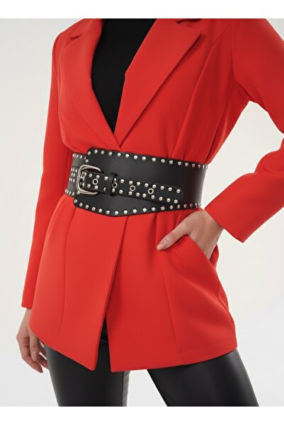 Mynoa Trok Detailed Waist Belt Corset Belt Women's Belt Cowboy Belt Studded Belt