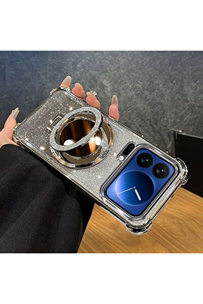 Generic Magnetic Glitter Case for Xiaomi 17 Pro Max，Sparkly Stand，Makeup Mirror，Gradient Shockproof Cover