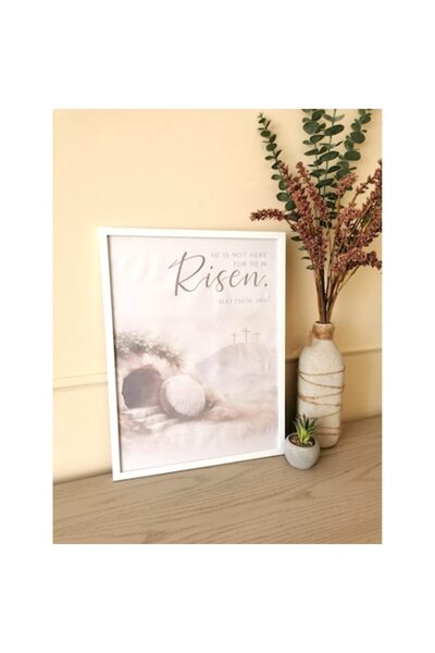 OEM Pictură cu mesaj creștin Matei 28:6 42cm x 32cm Alb