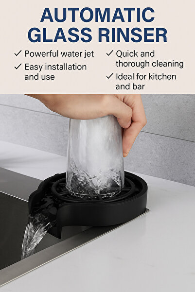 Zenorius Automatic glass washer – Powerful water jet, for sink, kitchen and bar