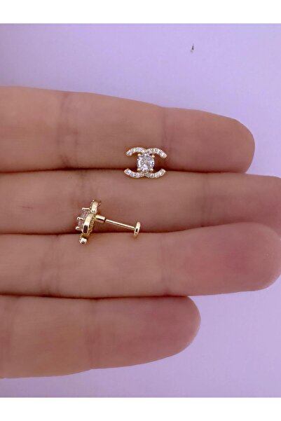 Arescollection 1 ADET ZİRKON TAŞLI TRAGUS HELİX LOBE UYUMLU PİERCİNG KÜPE