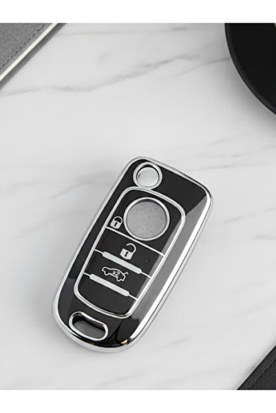 Lanitra Husă pentru chei Fiat Egea cu 3 butoane, tip Nano, negru-argintiu
