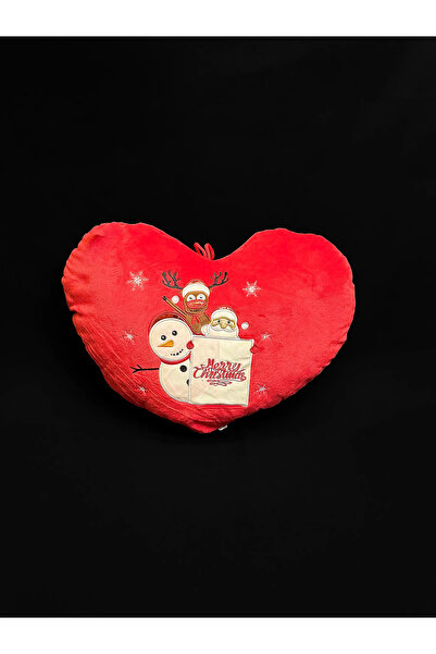 naniland.ro Pernă inimă Moș Crăciun, ren și om de zăpadă