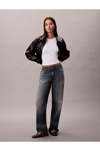 Calvin Klein A- LS MONOGRAM BABY TEE Beyaz Kadın T-Shirt