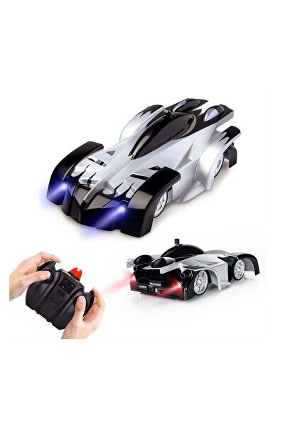 Generic Remote Control Wall Climbing Car, Dual Mode 360° Stunt Rechargeable with LED Lights (Black and Whit