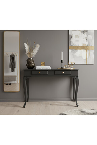 Wooding Mobilya 100 Cm Masif Lükens Antrasit Ceviz Dresuar