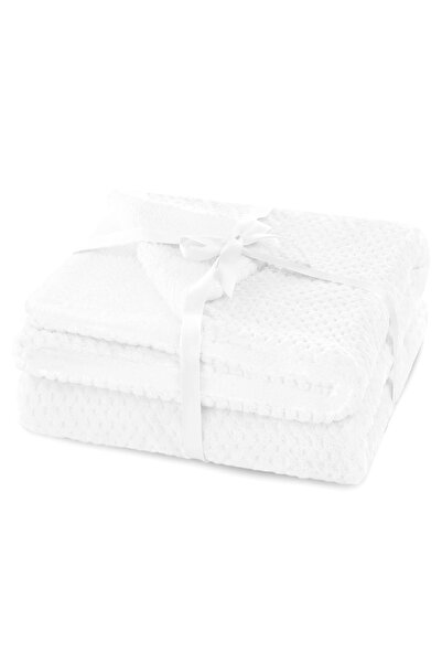 Amelia Home Jacquard relief blanket with modern pattern, Shleepy, 400 g/m2, 220x240 cm, white