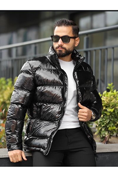 ATKGİYİM • Sparkling Black Inflatable Coat for a Glittering Winter Entrance