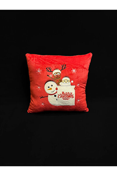 naniland.ro Pernă pătrată Moș Crăciun, ren și om de zăpada