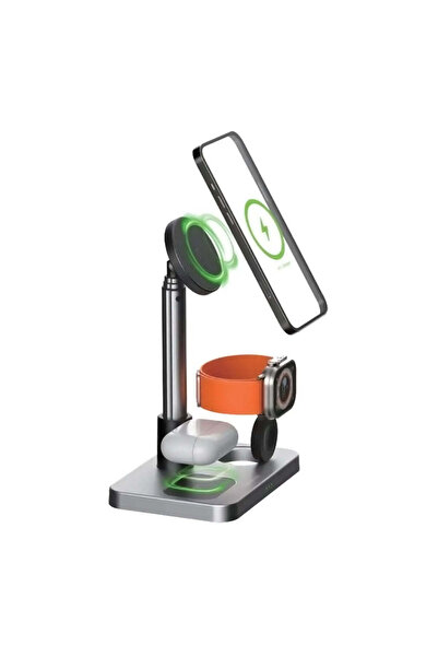 Green Lion 3-in-1 Telescopic Wireless Charger – Silver