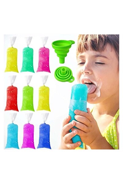 Generic 200 Pieces Kids Ice Lolly Bags Disposable Ice Cream Bags with Silicone Foldable Funnel