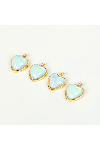 yfhobi 1 Adet - 16 mm Kalp Desenli Taşlı Uç, Charm Uç, Altın Kaplama 1.Kalite...