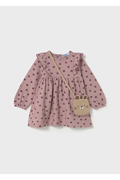 MAYORAL Pink Baby Girl Polka Dot Patterned Dress with Bag 2920