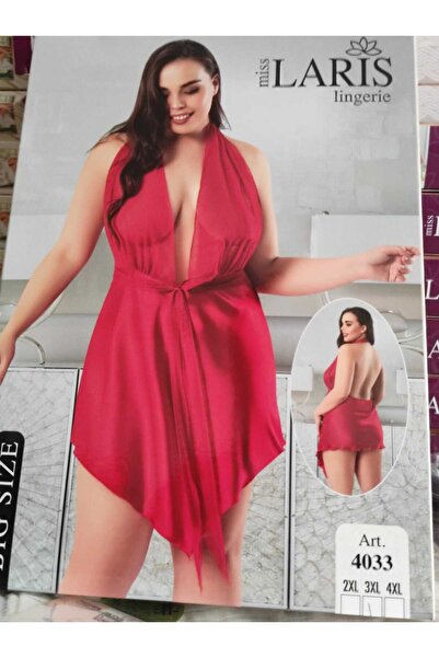 Miss Laris Lingerie Νυχτικό Miss Laris 4033 Κόκκινο Σατέν με Δέσιμο Κορδονιών...