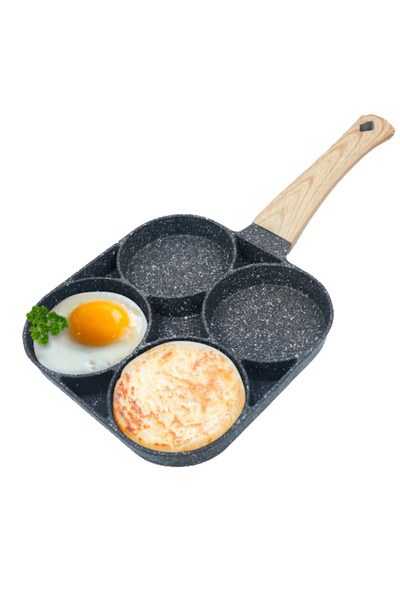 O.M.D Non-stick pan with 4 compartments and wooden handle