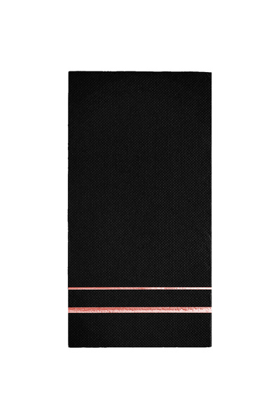 Story 40X40 cm Rose Rose Leaf Line Patterned 16-Piece 1/8 Fold Black Colored Paper Napkins