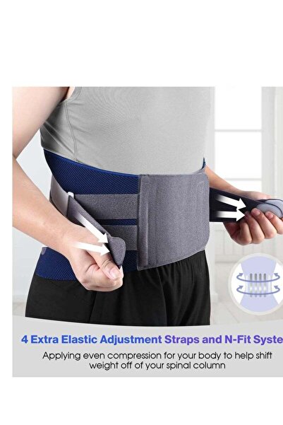 Generic Back Support Brace Waist Wrap with Spring Stabilizers - XL