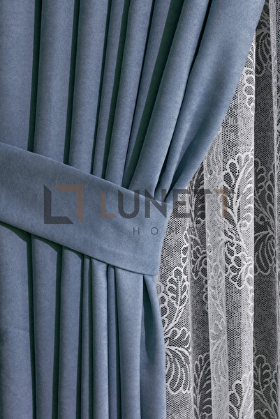 LUNETT HOME Indigo Blue Color Is Rare in the Market (1X2) Pleated Background Curtain Single Panel V9197