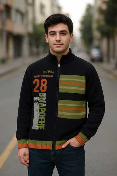 bubiee baby سترة رجالية محبوكة بسحاب