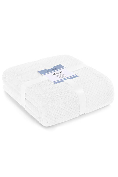 Amelia Home Jacquard relief blanket with modern pattern, Shleepy, 400 g/m2, 220x240 cm, white