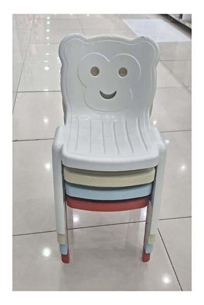 Kenda Children's Plastic Chair Set, 4 Pieces - Beige, Red, Green, White