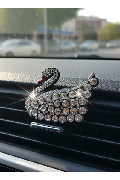 Çiçek Antalya Luxury Stone Crown Appearance Car Interior Air Conditioning Grille Ornament / Auto Brooch / Silver Shine