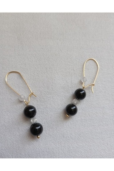 OEM Cercei cu onix placați cu aur de 18K