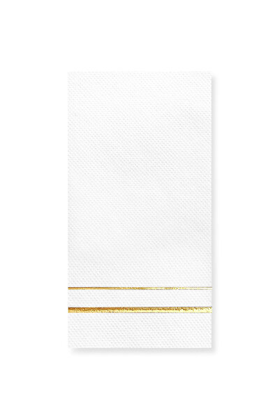 Story 40X40 cm Gold Foil Line Patterned 16-Piece 1/8 Fold White Colored Paper Napkins
