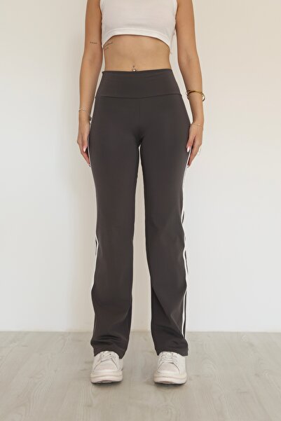 GRODYT Grody.T Women's High Waist Sides Striped Detail Flared Diving Leggings Pants