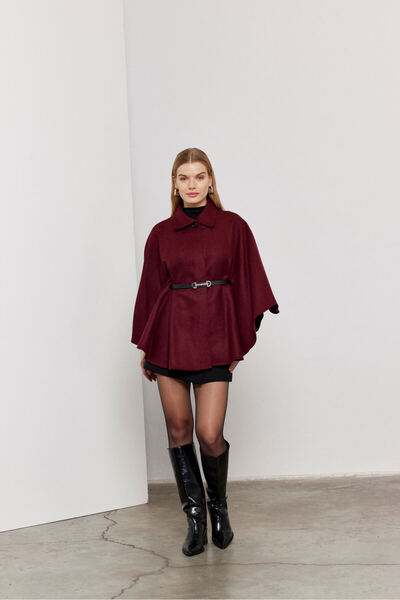 SevdeUgur Burgundy Oversized Poncho / Hijab Tunic - Sevde Ugur