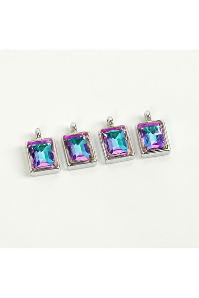 yfhobi 1 Adet - 12 mm Baget Desenli Taşlı Uç, Charm Uç, Rodyum Kaplama 1.Kali...