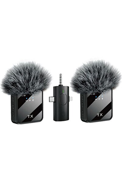 GEARELEC Wireless Microphone Dual Channel Lavalier Mic for Smartphone, Camera & Vlog Recording