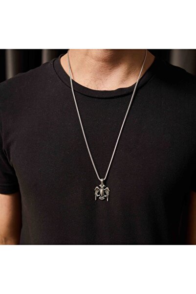Umut silver Çift Başlı Selçuklu Kartalı Motifli 925 Ayar Gümüş Kolye Ucu
