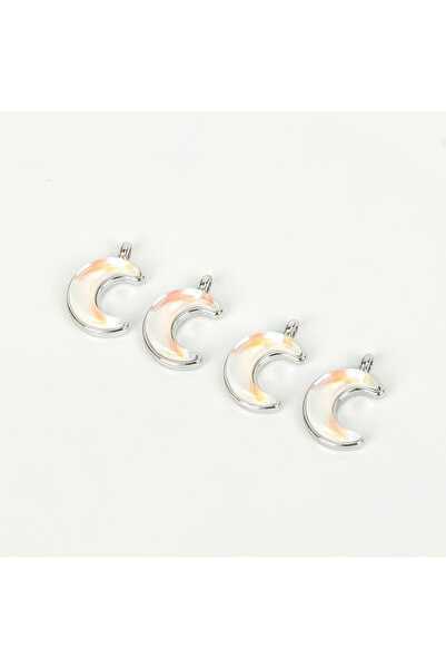 yfhobi 1 Adet - 15 mm Ay Desenli Taşlı Uç, Charm Uç, Rodyum Kaplama 1.Kalite ...