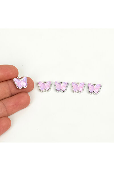 yfhobi 1 Adet - 11 mm Kelebek Desenli Taşlı Uç, Charm Uç, Rodyum Kaplama 1.Ka...