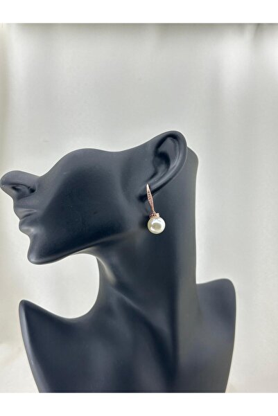 Tudivanyu Aksesuar أقراط نسائية مرصعة بالكامل باللؤلؤ اللامع - ذهب وردي